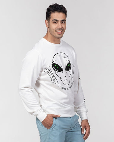 I Come in Peace Men's Classic French Terry Crewneck Pullover