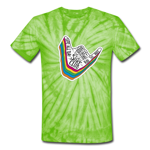 Hang Loose Unisex Tie Dye T-Shirt - spider lime green